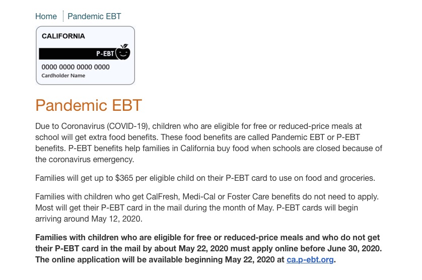 Pandemic EBT Card & Other Resources St. Thomas the Apostle School